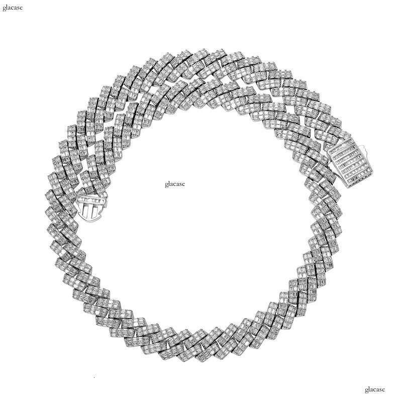 Dia-Shaped Cuban Chain Bracelet Full Moissanite chain National Trend Street Hip-Hop Trendsetter 15mm Men's Necklace Gold Australia