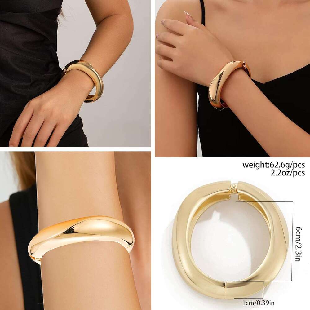 y Women Boho Hippie Cuff Set Irregular Statement Stackable Thick Gold Bangle Bracelets for Festival & Everyday Wear