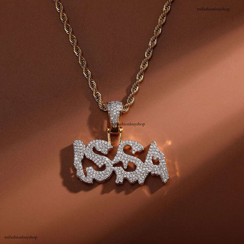 English Alphabet Full Dia Pendant Necklace for Men and Women, Trendy Ins Style