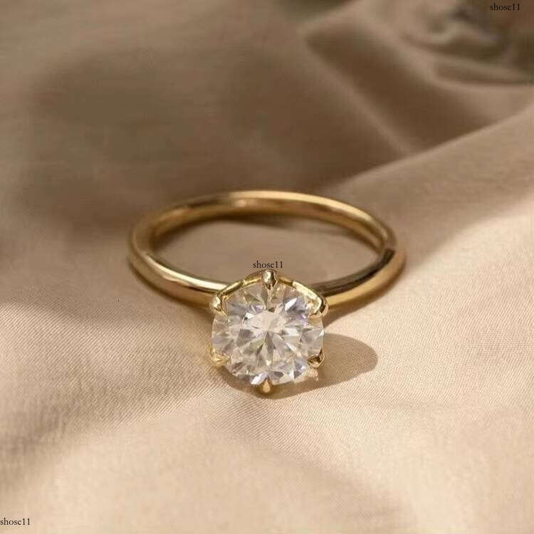 2023 New Arrival 14K Gold 3CT Round Moissanite Dia Petal Rings Women Engagement Ring Fine Jewelry