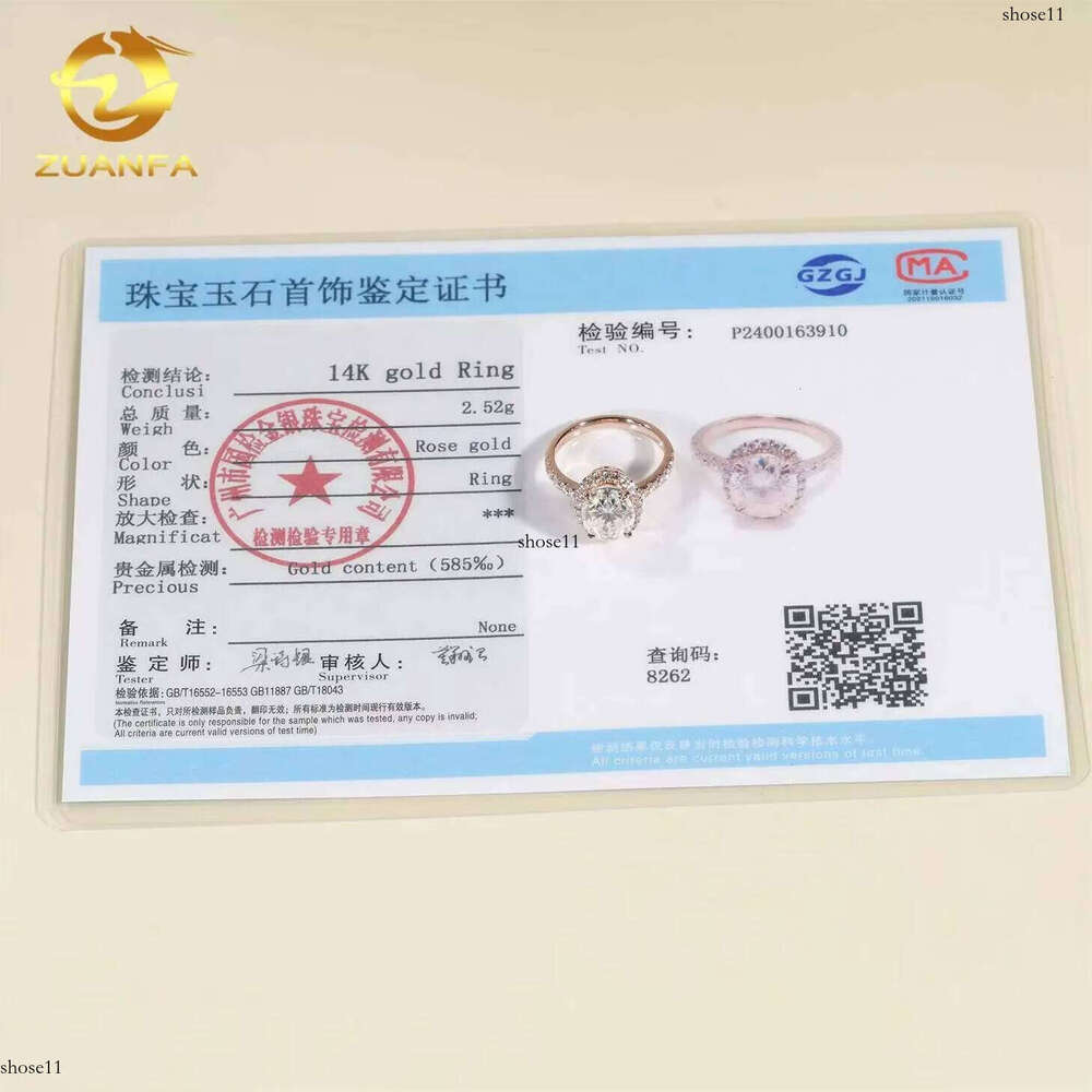 Hot Sale 1.5ct Halo Design 14k Rose Gold Moissanite Oval Dia Engagement Ring for Wedding