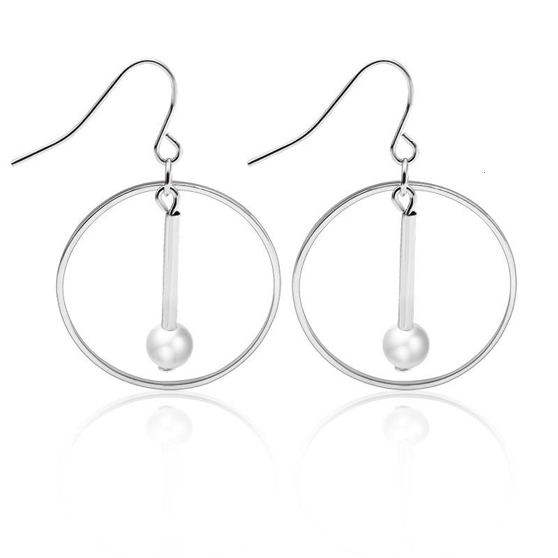 Ins Style Simple Hollow Round For Women, Personality And Temperament Pearl Pendant Circle Earrings