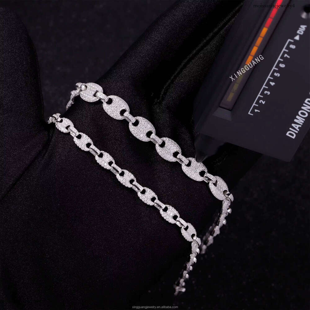 Popular 6mm 8mm Wide Hip Hop S Sier VVS Moissanite Dia Cuban Bracelet for Men Women