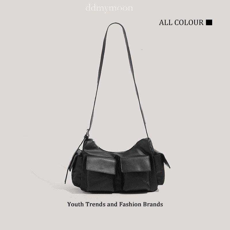 Sweet Cool Spicy Girl Motorcycle 2025 New Niche Design Multi-Pocket Commuter Shoulder Underarm Bag ddmymoon