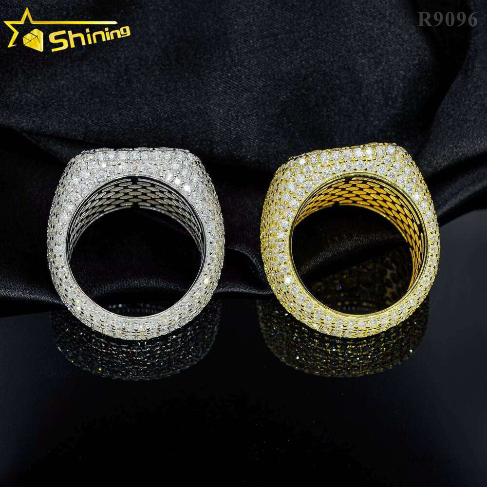 Hot Sale Sterling Silver Fully Iced Out VVS Custom Hip Hop Moissanite Diamond Ring for Men