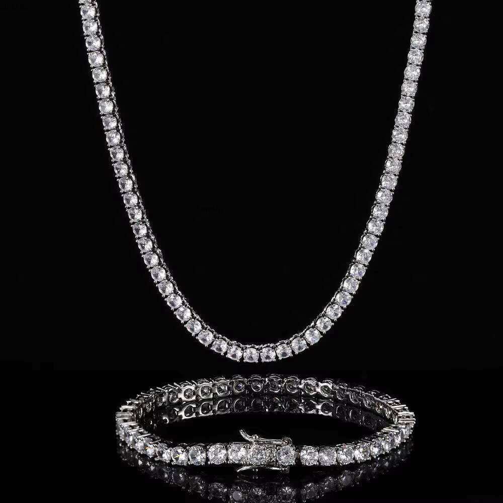 NUOYA 4MM Hip Hop Zircon Full Dia Iced Out Tennis Chain Bracelet Gold Plated Jewelry
