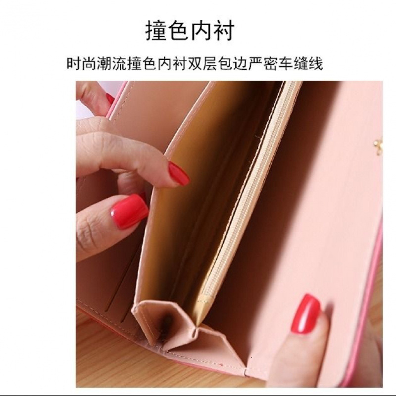 2025 New PU Women's Wallet Long Style 70% Off Korean Version Luxury Bag Clutch Bag Buckle Quilted Multi-card Slot Leather Wallet