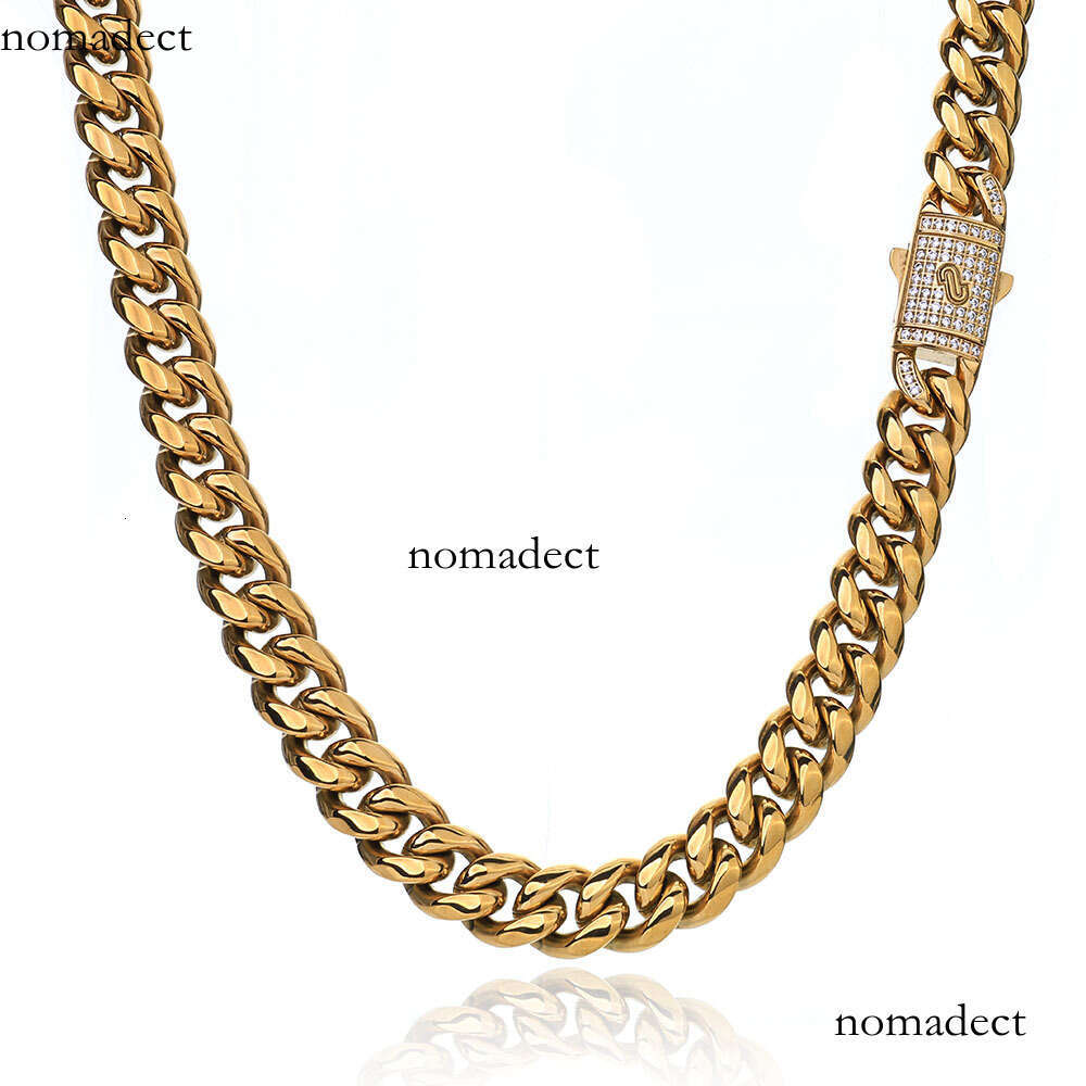 Hip Hop Round Polished Cuban Chain Stainless Men's Necklace Trendy Versatile Titanium Steel Jewelry Accessory