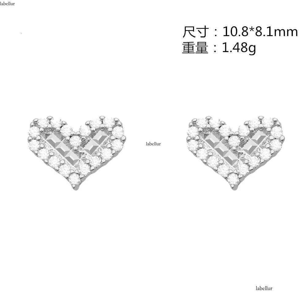 Ins2022 new mens and womens heart-shaped hip-hop jewelry VVSs pure sier with Mozambique earrings
