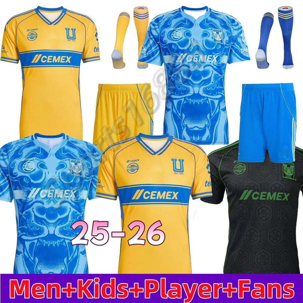25 26 Tigres UANL soccer jersey GIGNAC Tigres LIGA MX BRUNETTA S.CORDOVA Player Version 2025 2026 Men kids kits Football Shirts set OZZIEL S.CORDOVA