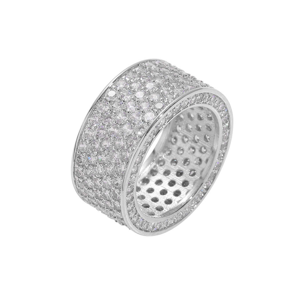 Five Row Men's Ring Micro Paved Zircon Simple Personality Hip Hop Accessory
