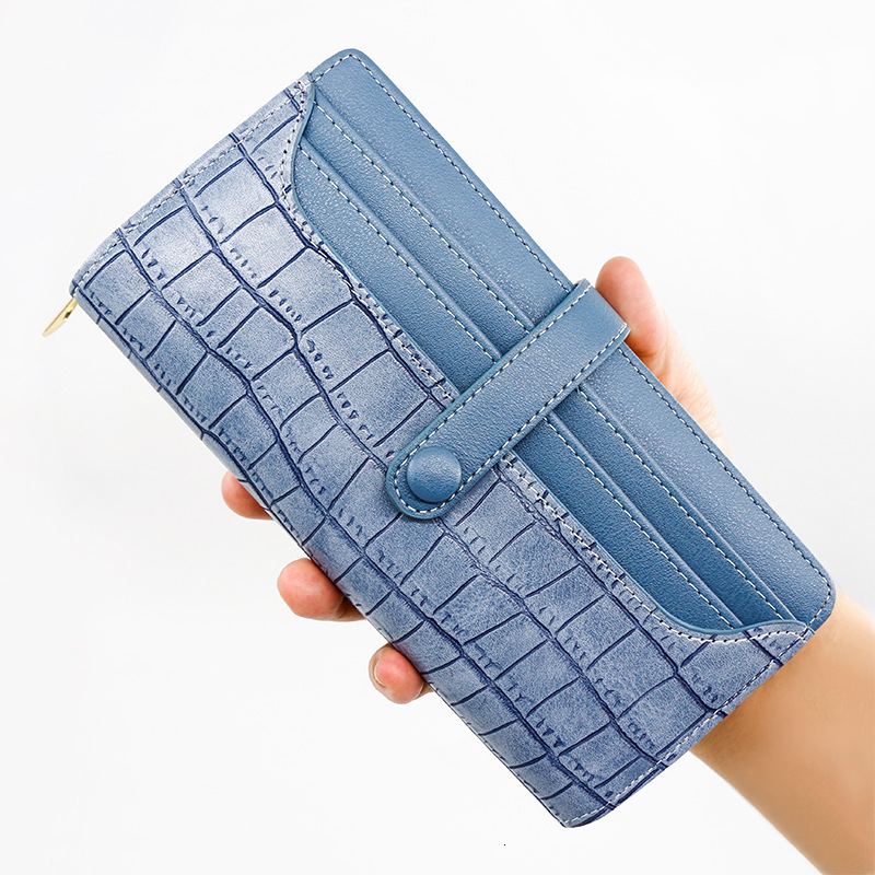 Personalized Women's Luxury Bag Long Wallet Zipper Buckle Solid Color Wallet Stone Pattern Card Holder Clutch Coin Purse