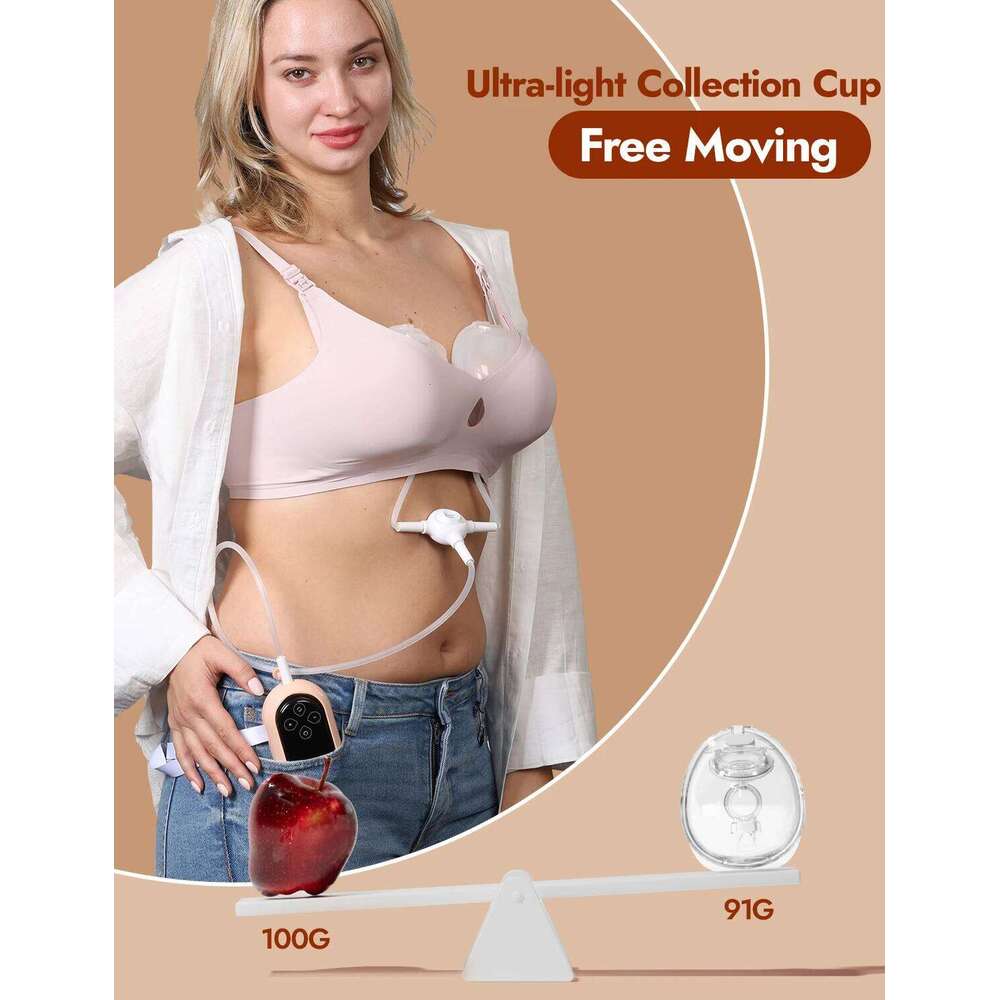 NCVI 2025 Double Electric Breast Ultra-Light Wearable Breastfeeding Pump , 4 Modes 9 Levels, 19/21mm for Small Nipples