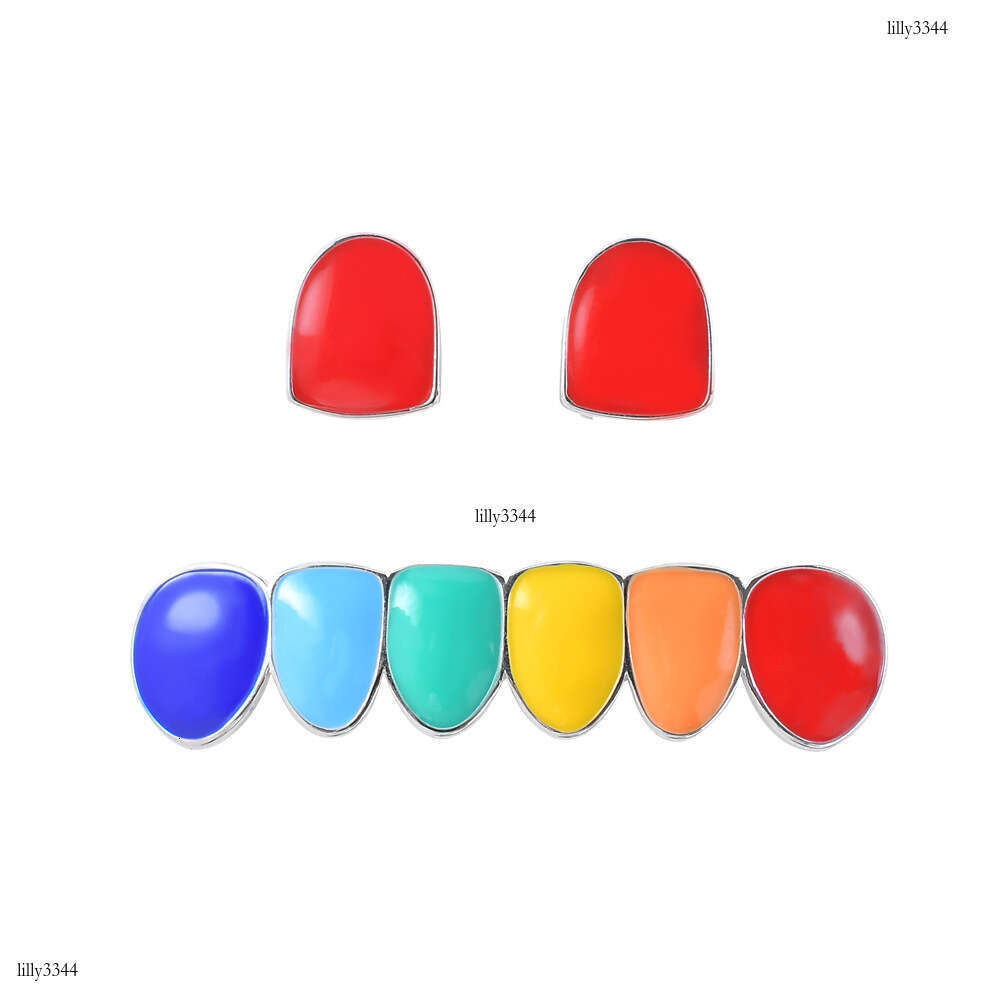 New Colorful Two Teeth Combination Real Gold Hip-Hop Braces
