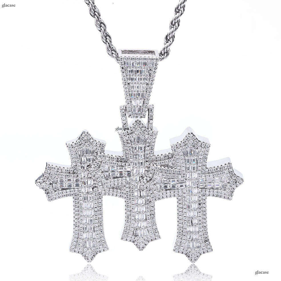 Hip Hop Cross Pendant Mixed Inlaid T Cubic Moissanite chain Men's Necklace Versatile Accessory Jewelry