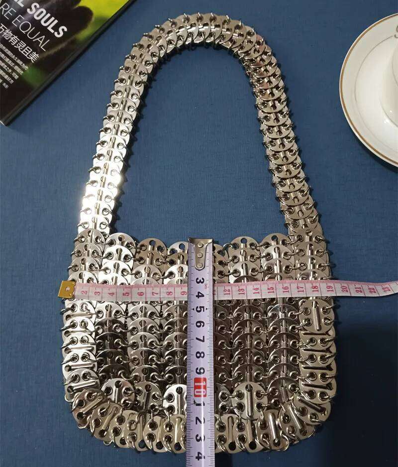 Women's 2025 Trend Designer Handbag Metal Chain Tote Hollow Evening Clutch Female Travel Holiday Shoulder Bag