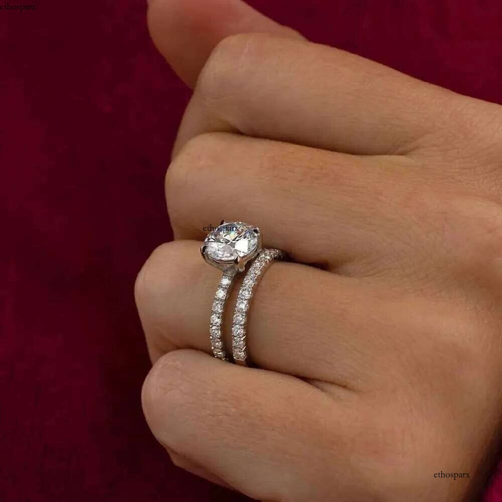 Full Moissanite Bridal Rings Set with Gra Certificate D Color Dia Engagement Ring Sterling Sier Wedding Band for Women
