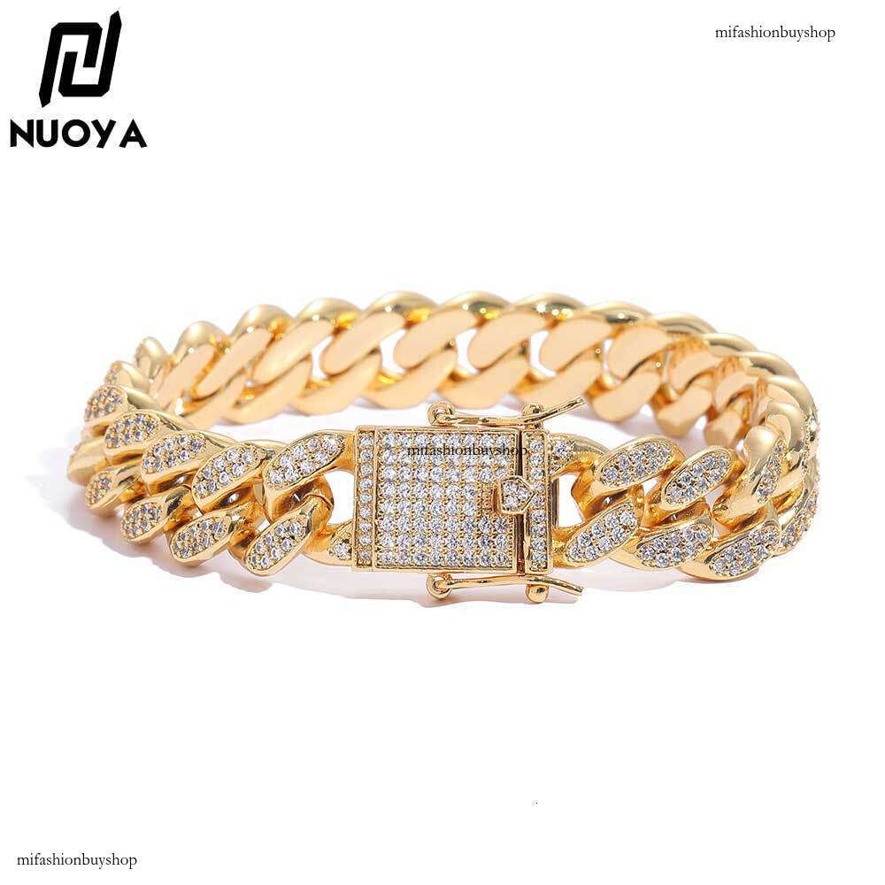 12mm High-Quality Double Row Full Dia Cuban Micro Pave Zircon Hip Hop Men's Bracelet Jewelry