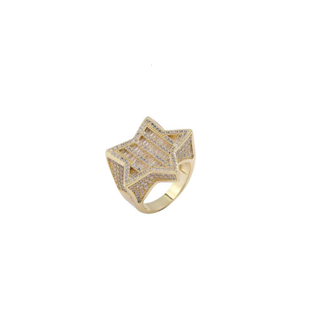 R038 Moissanite Rings Brass Gold Silver Color Moissanite Iced RING Fashion Hip Hop Jewelry