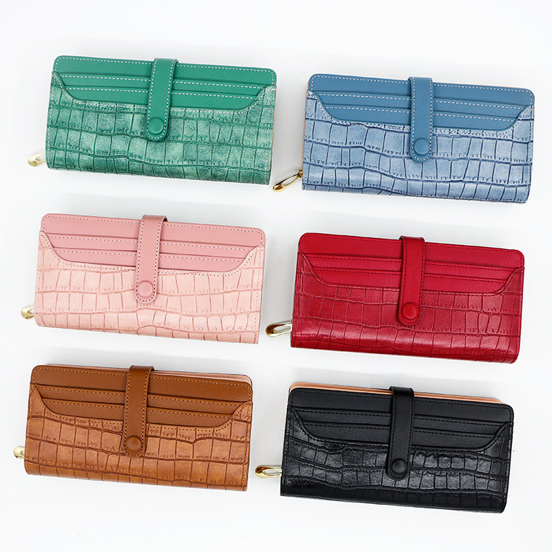 Personalized Women's Luxury Bag Long Wallet Zipper Buckle Solid Color Wallet Stone Pattern Card Holder Clutch Coin Purse