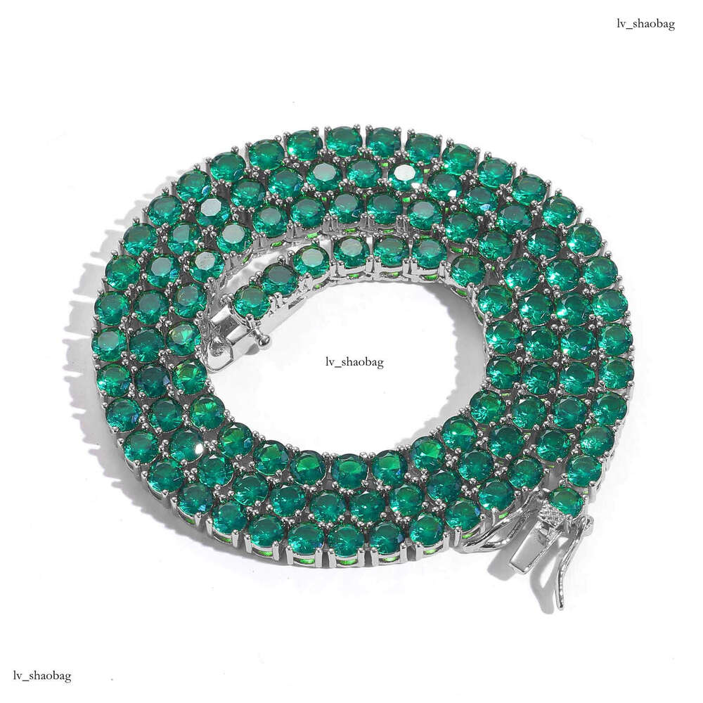 4mm Green Moissanite chain Simple Personality Unisex Tennis Chain Hip Hop Necklace