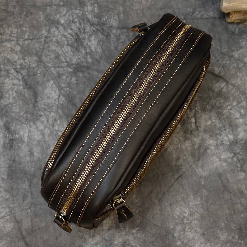 Genuine Clutch Of Men Male Long Hand Bag Crazy Horse Leather Day Clutches For 6" Cell Phone With Wrist Belt