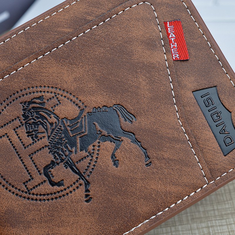 Men's Wallet Retro Short Zipper Wallet Luxury Bag High-end Stitching Embossed New Multi-functional Designer Bag Card Holder Men's Leather Wa