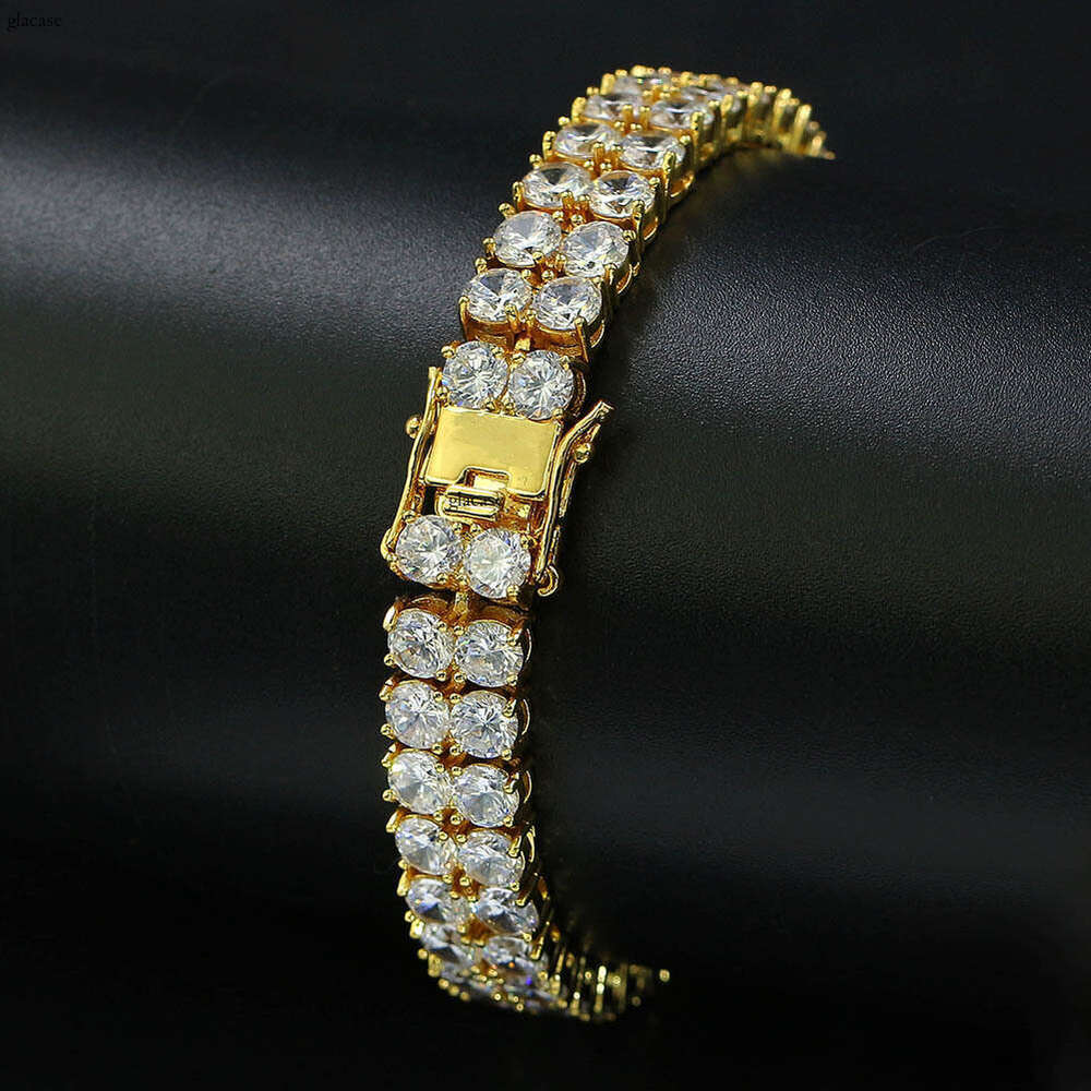 Jewelry Tennis Chain Double Row Zircon Sier Hip Hop Bracelet