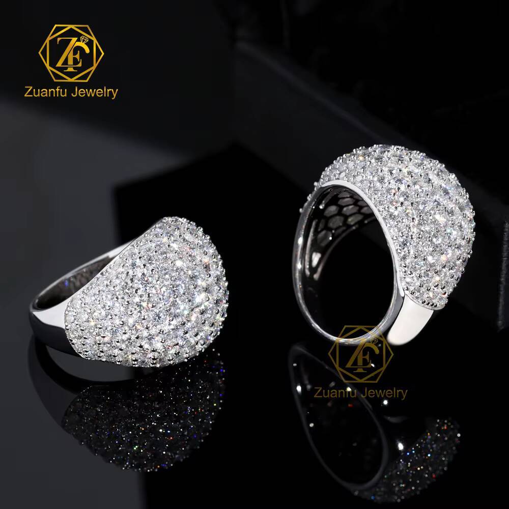 New Arrival Fine Jewelry 925 Sterling Silver 18K White Gold Plated Iced Out Diamond Hip Hop Mens Cluster Moissanite Ring