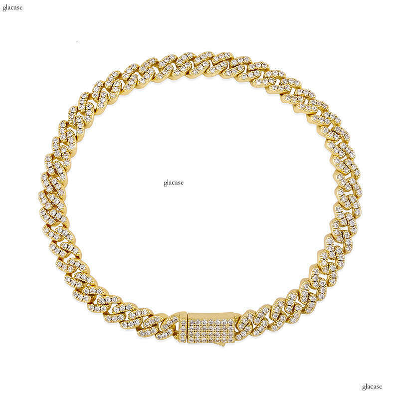 6MM New Hip-Hop Spring Clasp Cuban Chain Bracelet Men's Trendy Jewelry Accessories