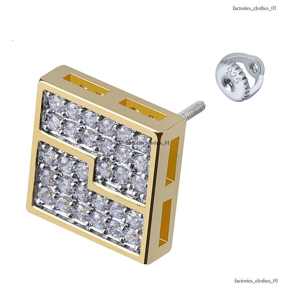 Hip Hop Square Split Zircon Stud for Men and Women Trendy Earrings