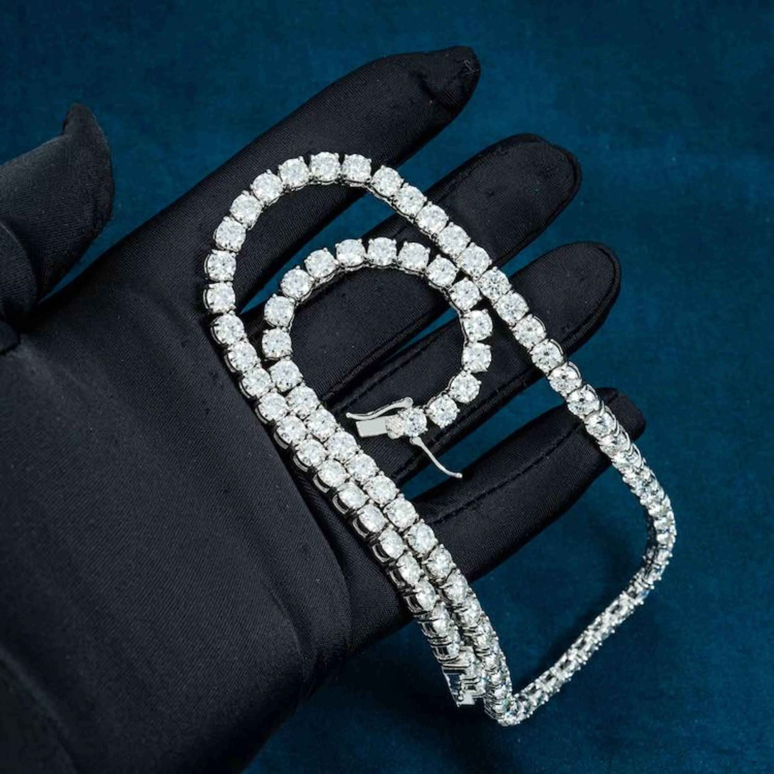 Luxury Gorgeous Moissanite Tennis Necklace 5MM Moissanite Chain 925 Sterling Silver for Men and Women Best Gift for Him Her