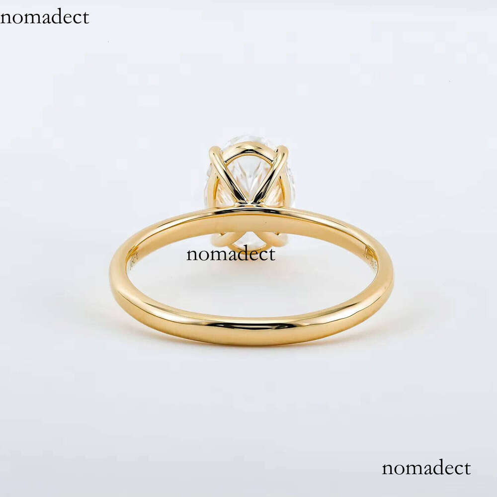 4 Claws Oval Cut Dia Solitaire Solid Gold Classical Style Engagement Ring