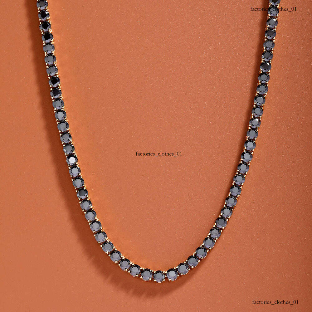 Necklace 3-5mm Moissanite S Sterling Sier Plated Real White Gold Single Row Tennis Chain