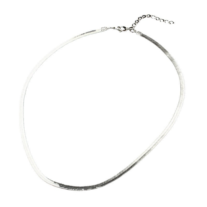 New Flat Snake Bone Necklace Choker Women Sier Short Blade Bare Chain Clavicle Simple Circle Jewelry For Men