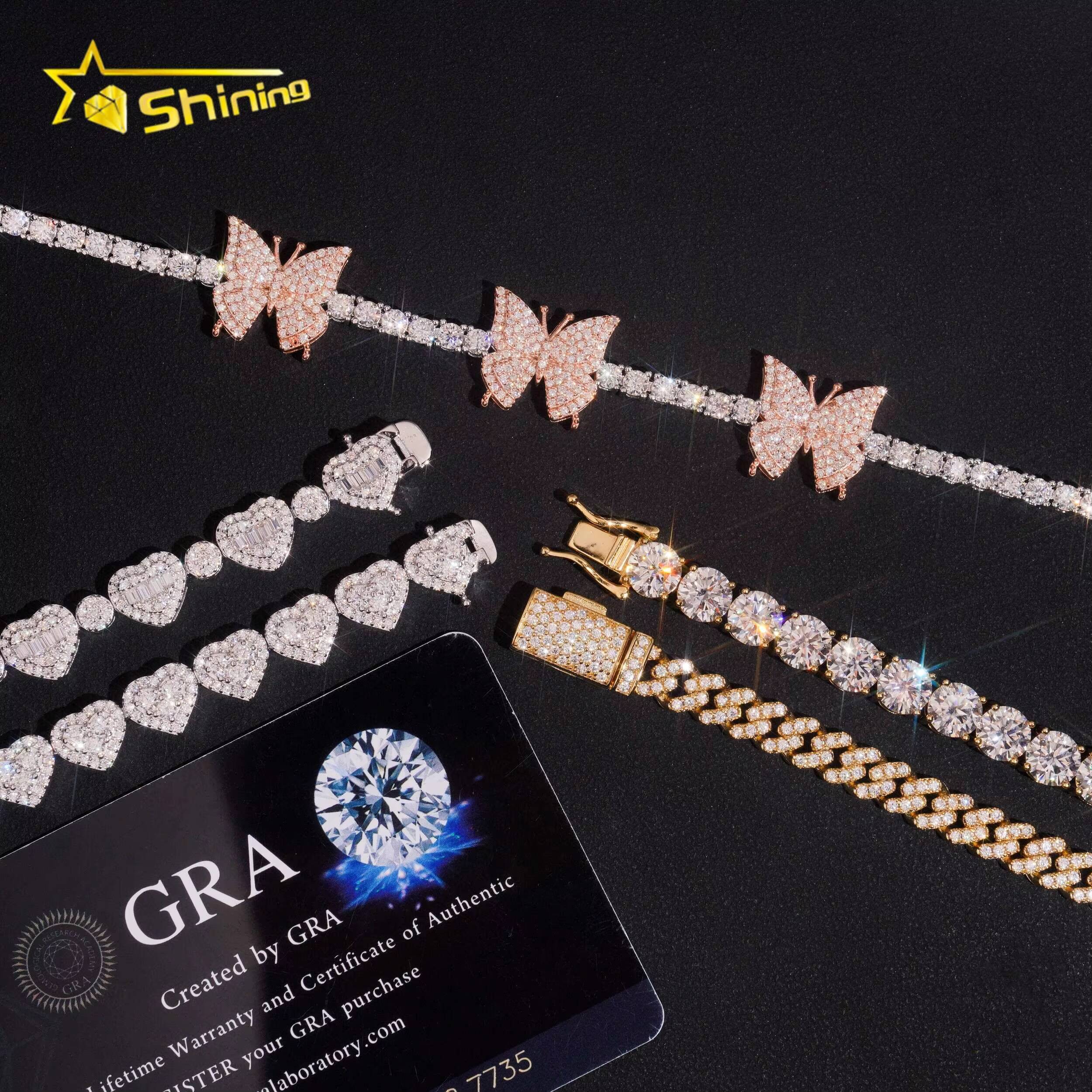Wholesale Sterling Silver 925 Moissanite Pass Diamond Test Bracelets Hip Hop Mens Jewelry Iced Out Moissanite Cuban Link