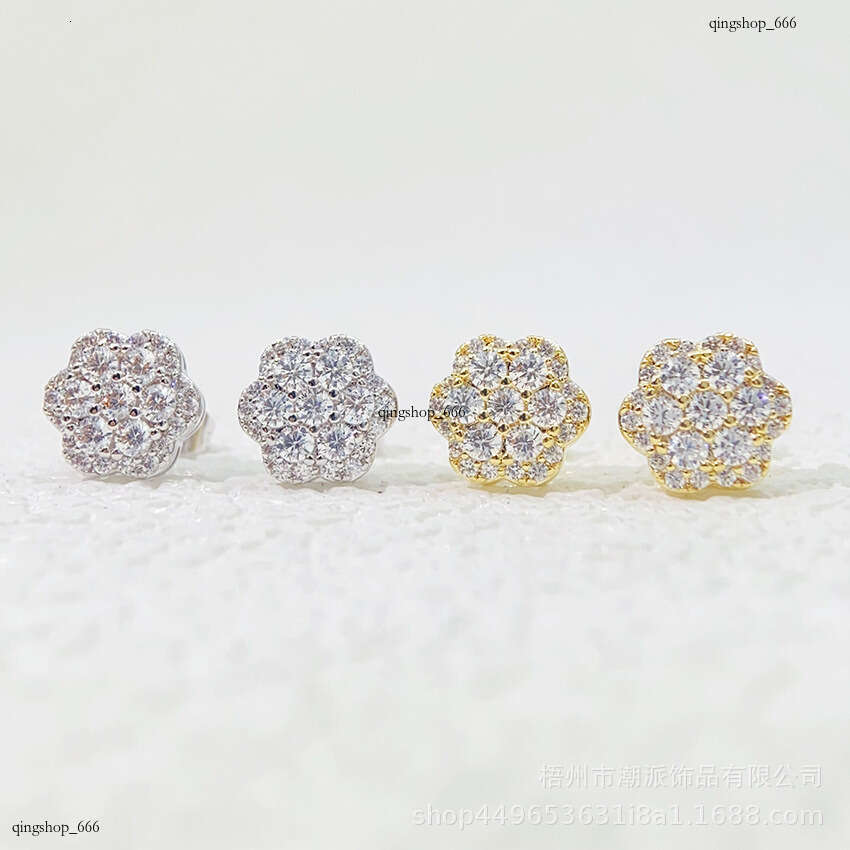 Hip-Hop Sterling Silver Zircon/Sier Moissanite Full Dia Electroplated Earrings for Men and Women