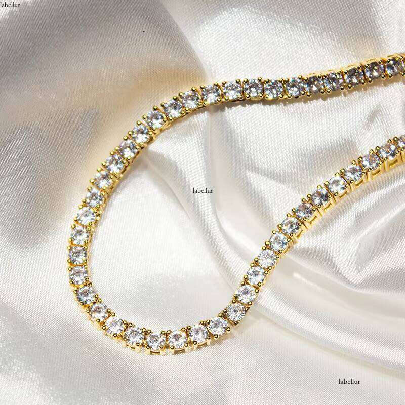 Jewelry Hip Hop Gold Plated Sterling Sier 3 4 5Mm VVS Cubic Zirconia Tennis Necklace Chain