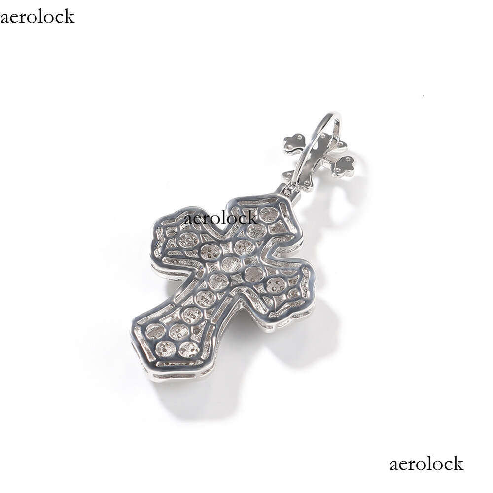 Ins Style Cross Hip Hop for Men and Women Trendy Sterling Silver Inlaid with Moissanite chain Versatile Couple Necklace