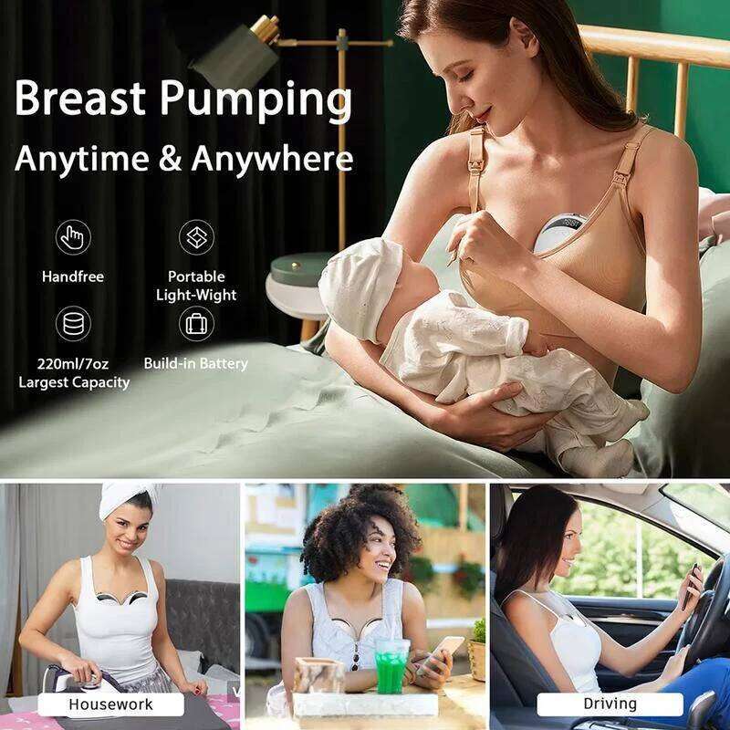 Electric Wearable Breastmilk Handsfree BPA Free Low Noise Powerful Suction 4 Mode&12 Level Shell Shape Wireless Breast Pump
