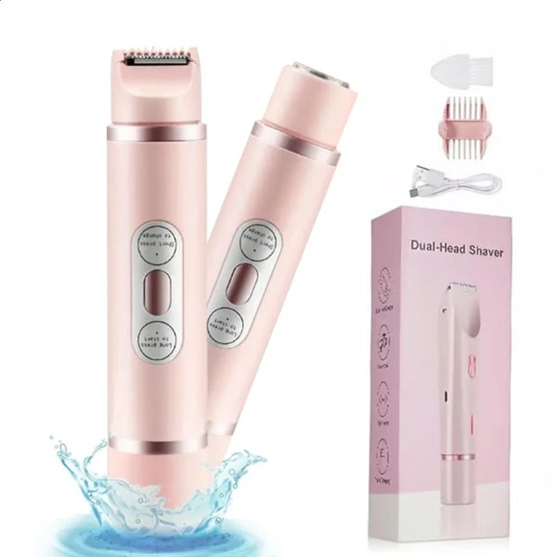 Double Head Electric Epilator For Bikini Leg 2-In-1 Womens Cordless Shaver Painless Body Hair Removal Waterproof Hair Trimmer 250805