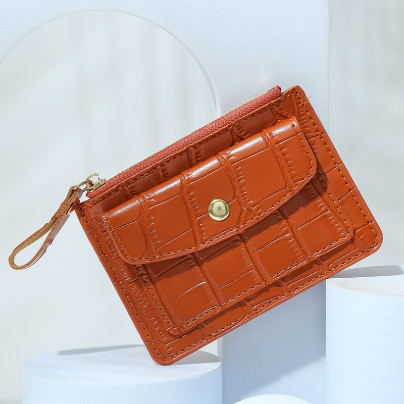 New Card Holder Coin Luxury Bag Purse Zipper Card Slot Wallet For Women Ins Candy Color Crocodile Pattern Fresh Wholesale Custom Logo