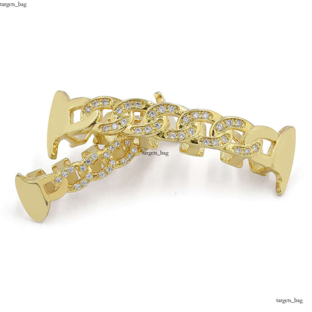 New Teeth Set Hip Hop Hollow Micro Inlaid Gold