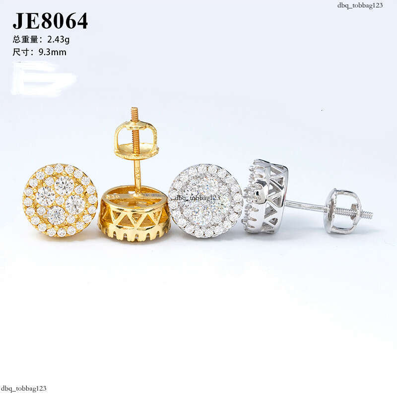 ICED OUT Creative Moissanite Sier Hip Hop Unisex Earrings Accessories