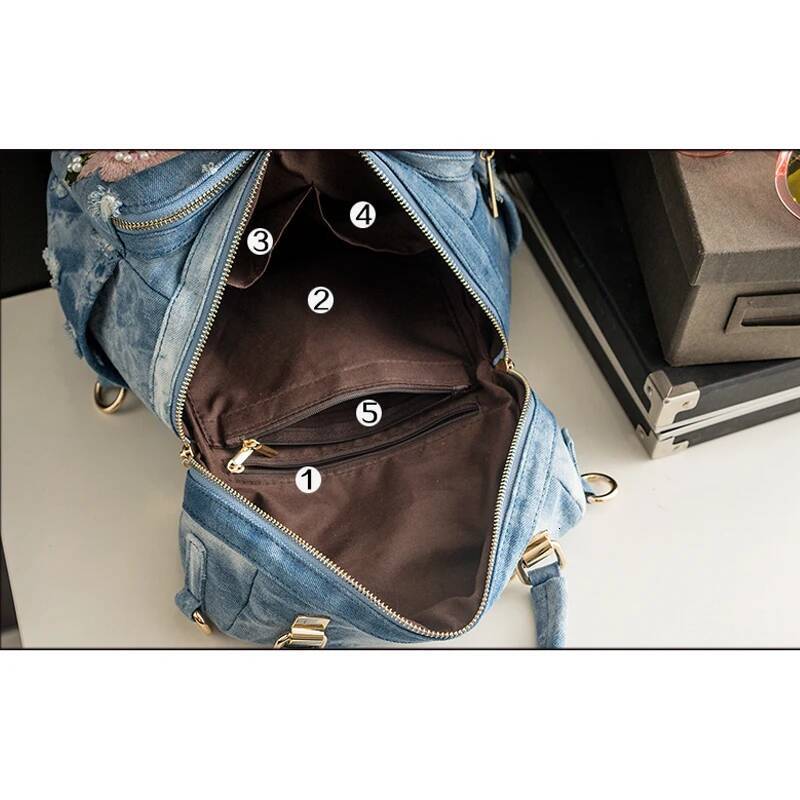 iPinee Fashion Women Backpack High Quality Denim Backpacks for Teenage Girls Female School Shoulder Bag Bagpack mochila
