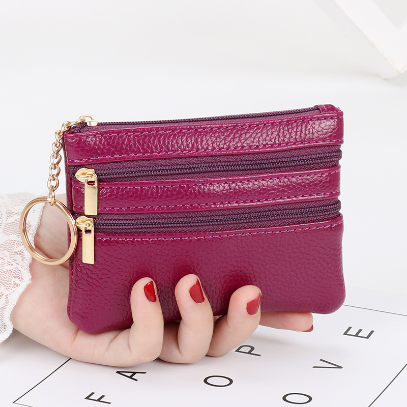 Wholesale Women's Luxury Bag Short Genuine Leather Wallet Multi-functional Driver's License Card Holder Soft Leather Key Bag Zipper Bag