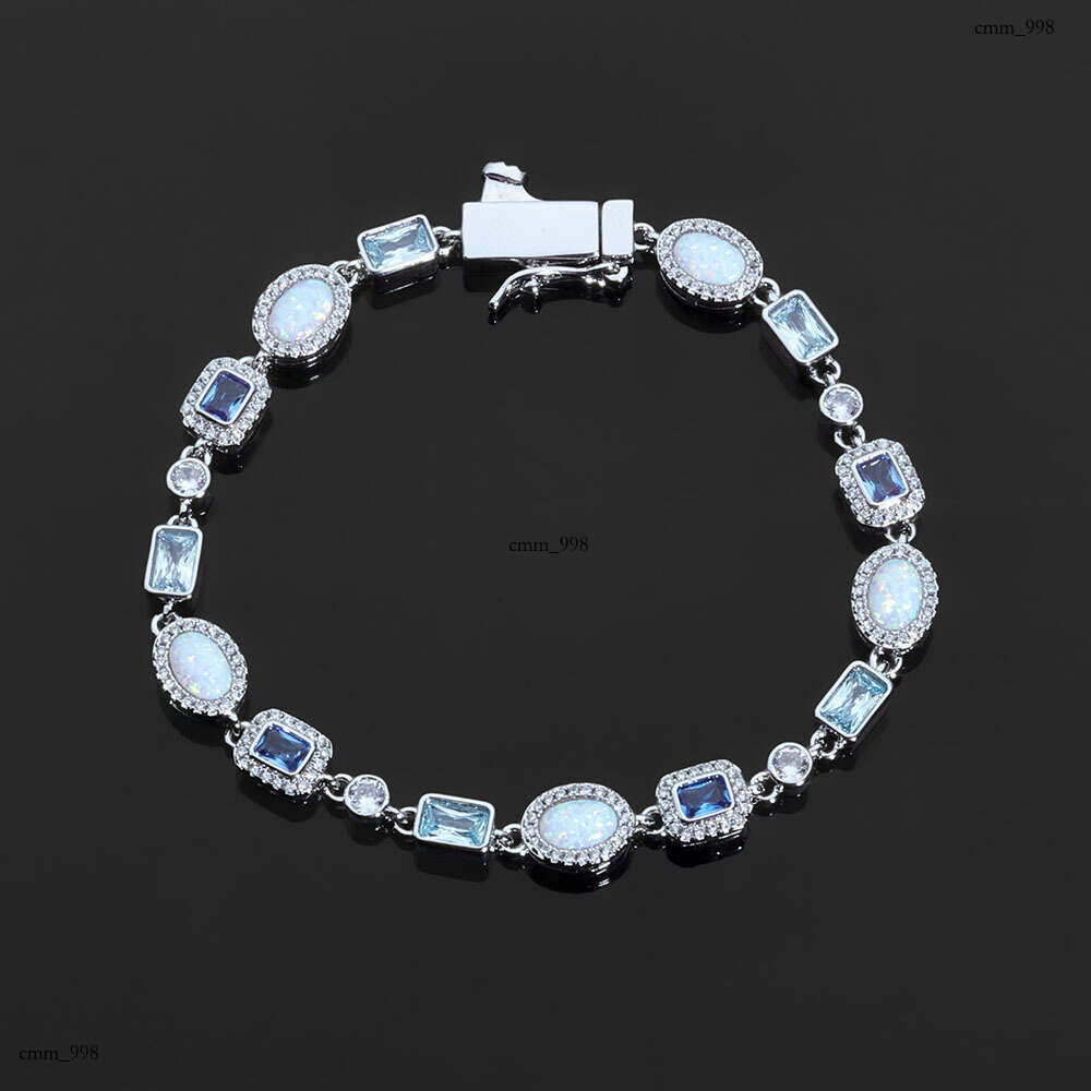 6mm Snap Blue Zircon Jewelry Chain Opal Bracelet Hip Hop Trendy Accessories