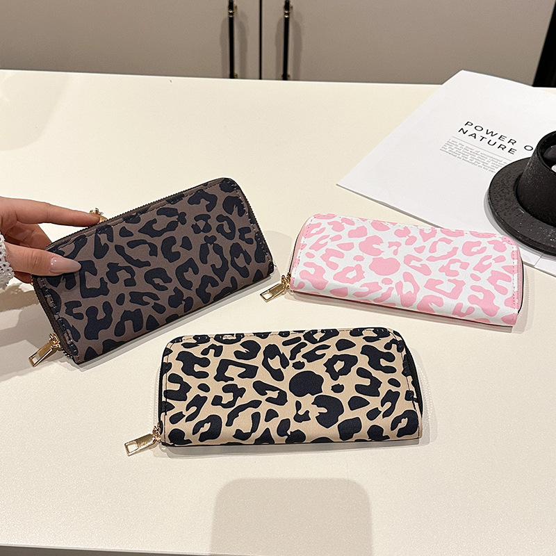 Cross-border Exclusive Luxury Bag Women's Long Zipper Phone Wallet Fashion Retro Leopard Print Card Holder Credit Designer Bag Card Holder Money 