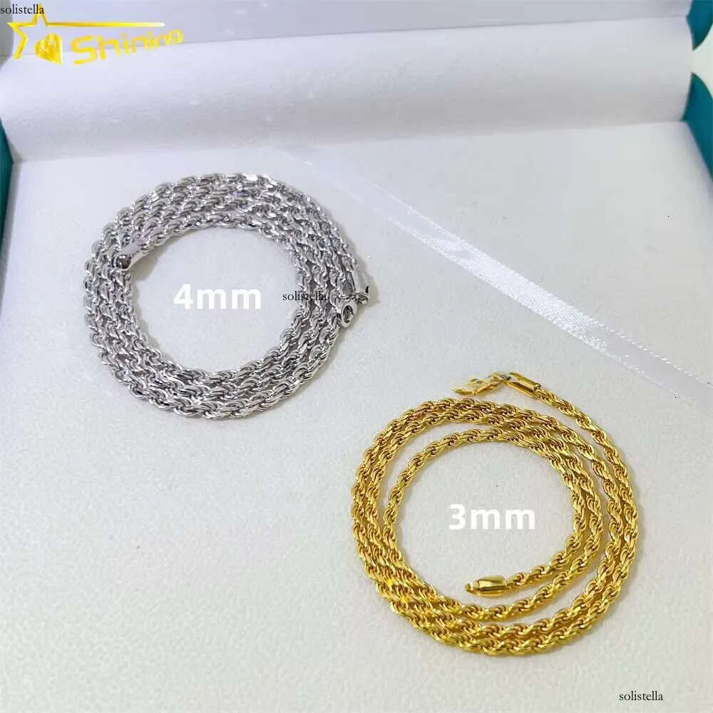 Wholesale Price Solid Jewelry 1.2mm 1.3mm 2mm 3mm 4mm Gold Plated Necklace Sterling Sier Rope Chain