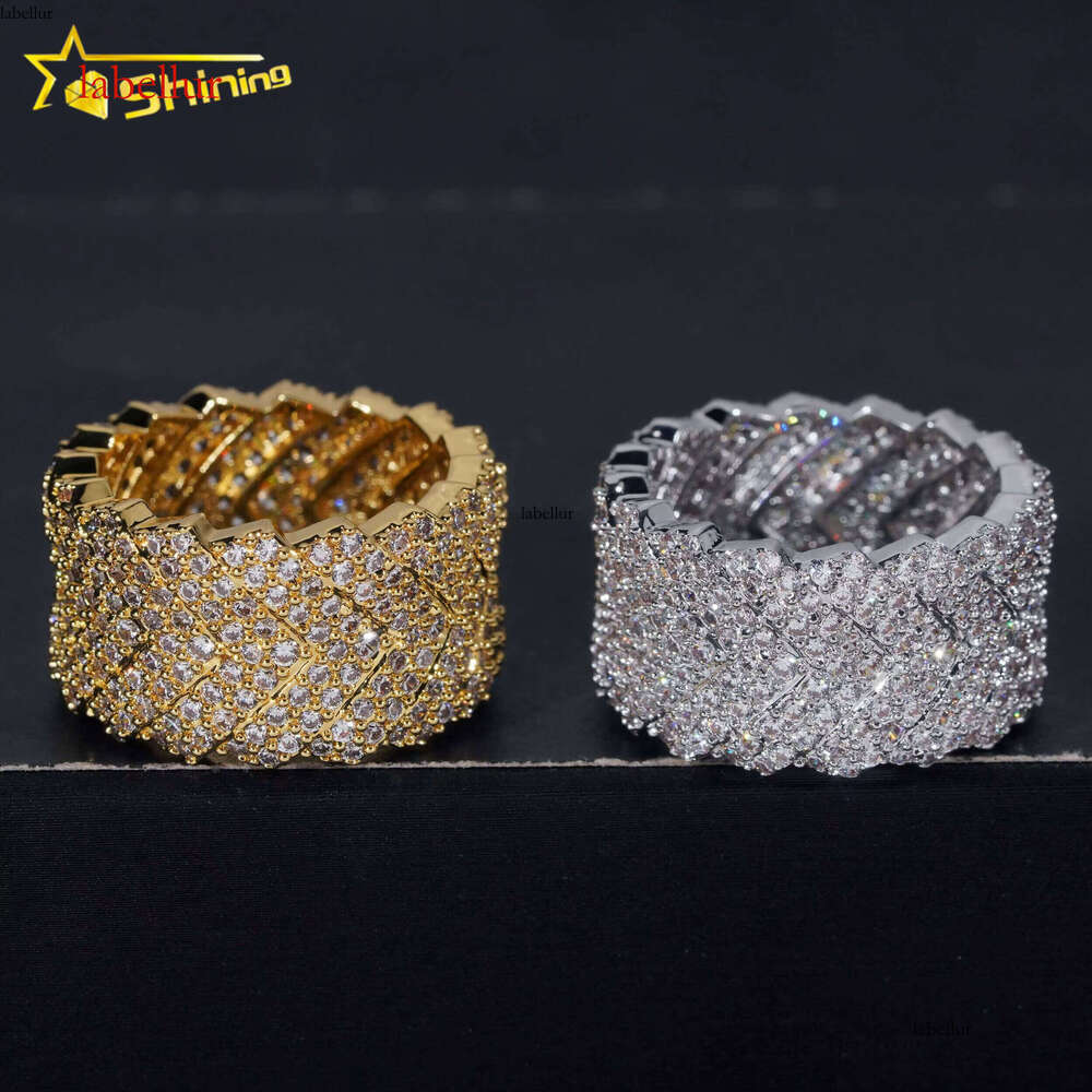 Wholesale Price Fashion Jewelry Iced Out Brass CZ Dia Ring Gold Plated Men Women Hip Hop Finger Rings